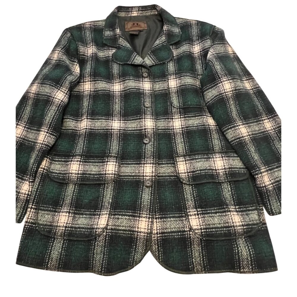 Women's Wool Blend Coat JL Colebrook Coat Size L Button VTG Lined Warm Casual